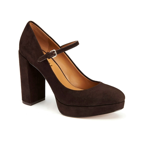๐ COACH Platform Mary Jane Pumps Brown Heels Shoe - Picture 1 of 6